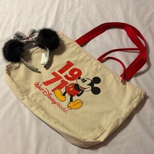 Disney Mickey Mouse Tote Bag with Minnie Ears Headband Set